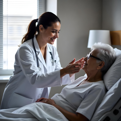 Nurse providing home health care servicing for elder